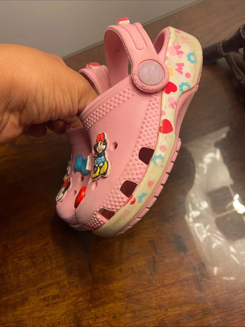 CROCS Pink Kids Slip-On Clogs with Minnie Mouse Charms